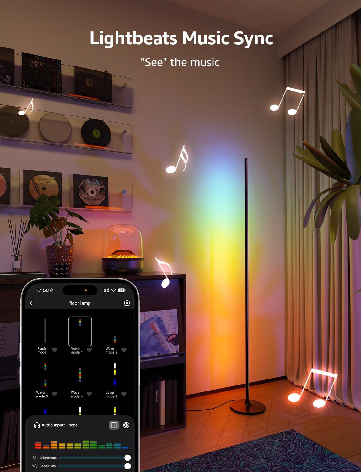 Detalle de Lepro OE1 AI Floor Lamp: Music‑Sync Smart Corner Lamp with AI Lighting Designer