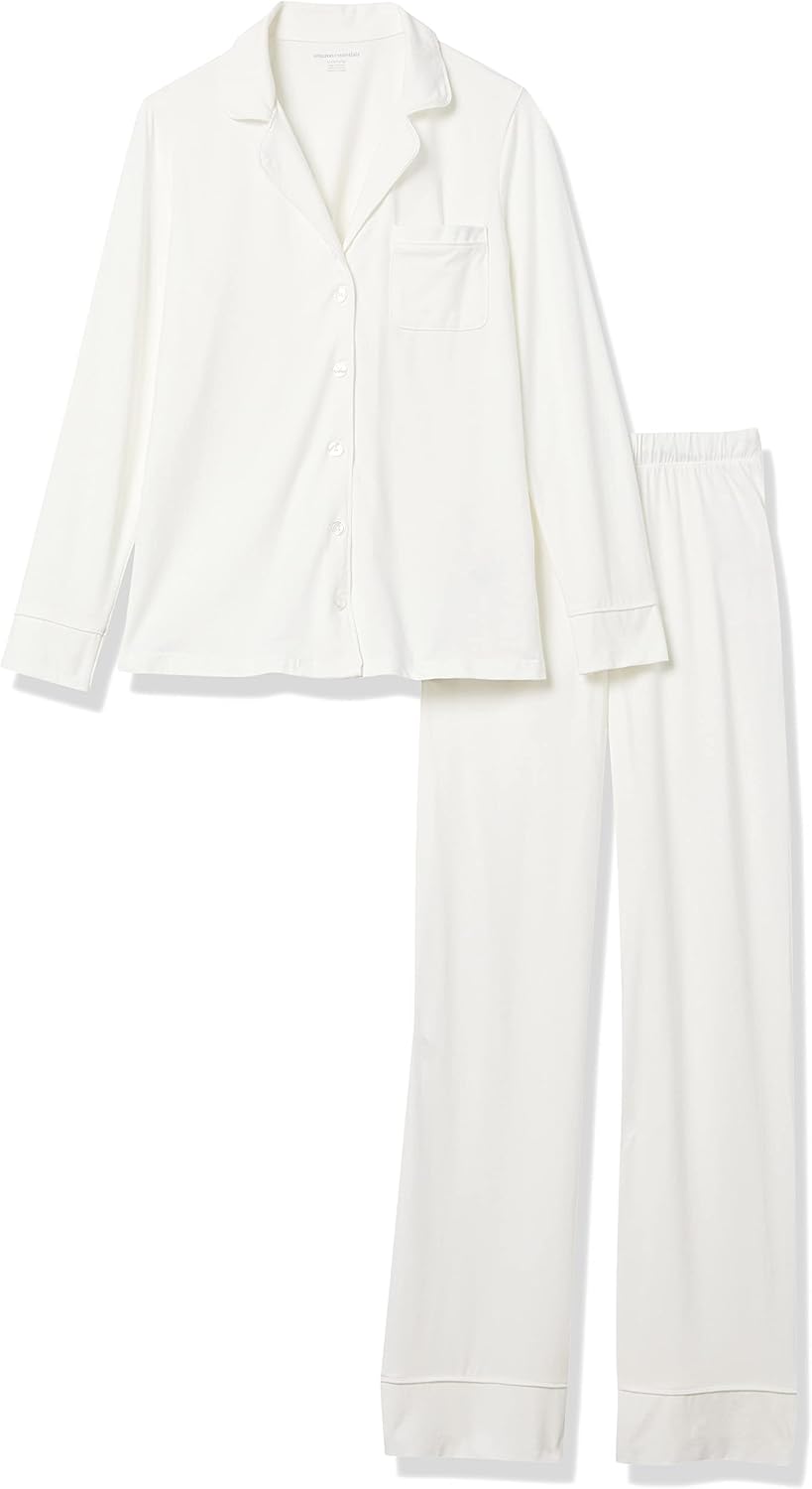 Detalle de Amazon Essentials Women's Cotton Modal Long-Sleeve Shirt and Full-Length Bottom Pyjama Set