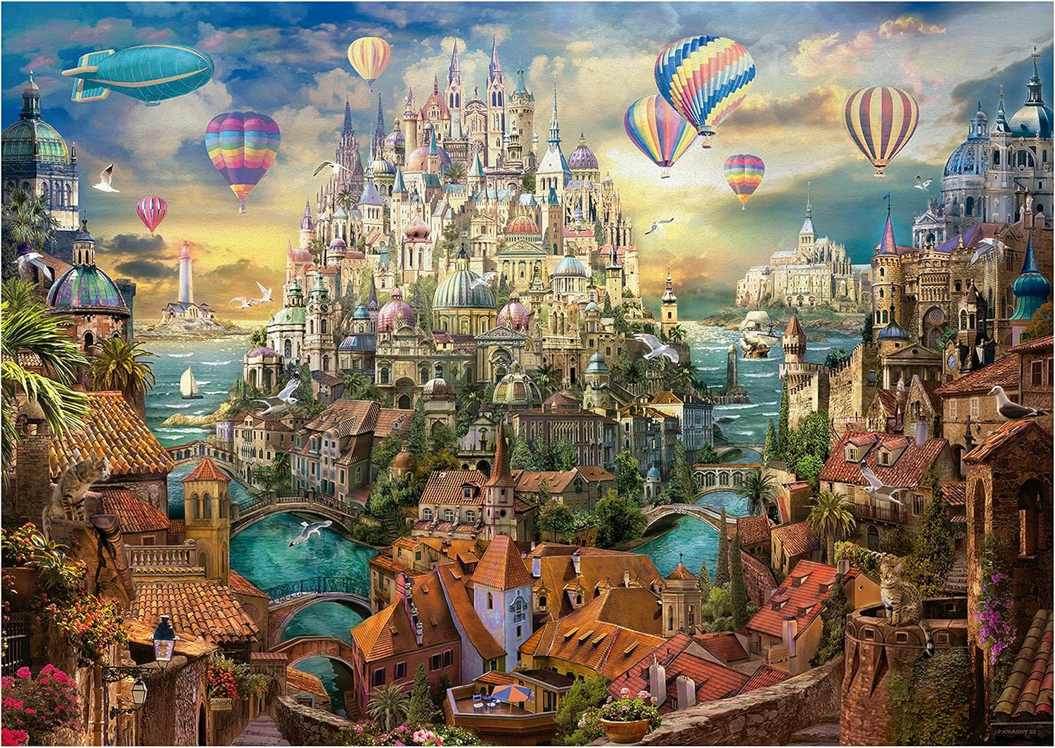 Thumbnail 1 de Puzzle Educa da 8000 pezzi per adulti “La città dei sogni” (19570) da 192 x 136 cm