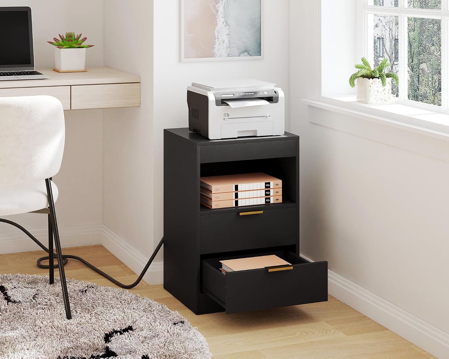 Thumbnail 6 de Yusong LED Nightstand with Charging Station, 2 Drawers and RGB Lights