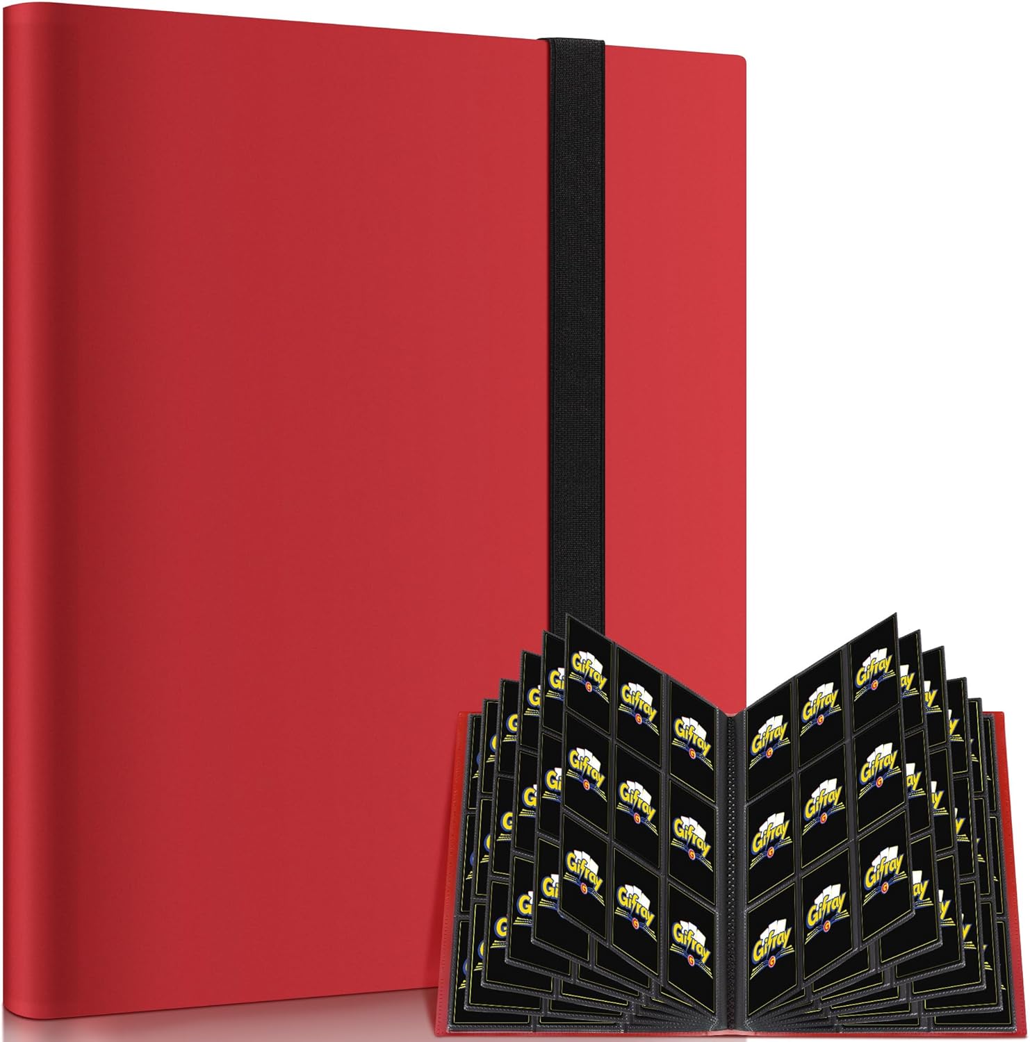 Gifray 9-Pocket Side-Loading Trading Card Binder (Red) – Holds 540 Cards