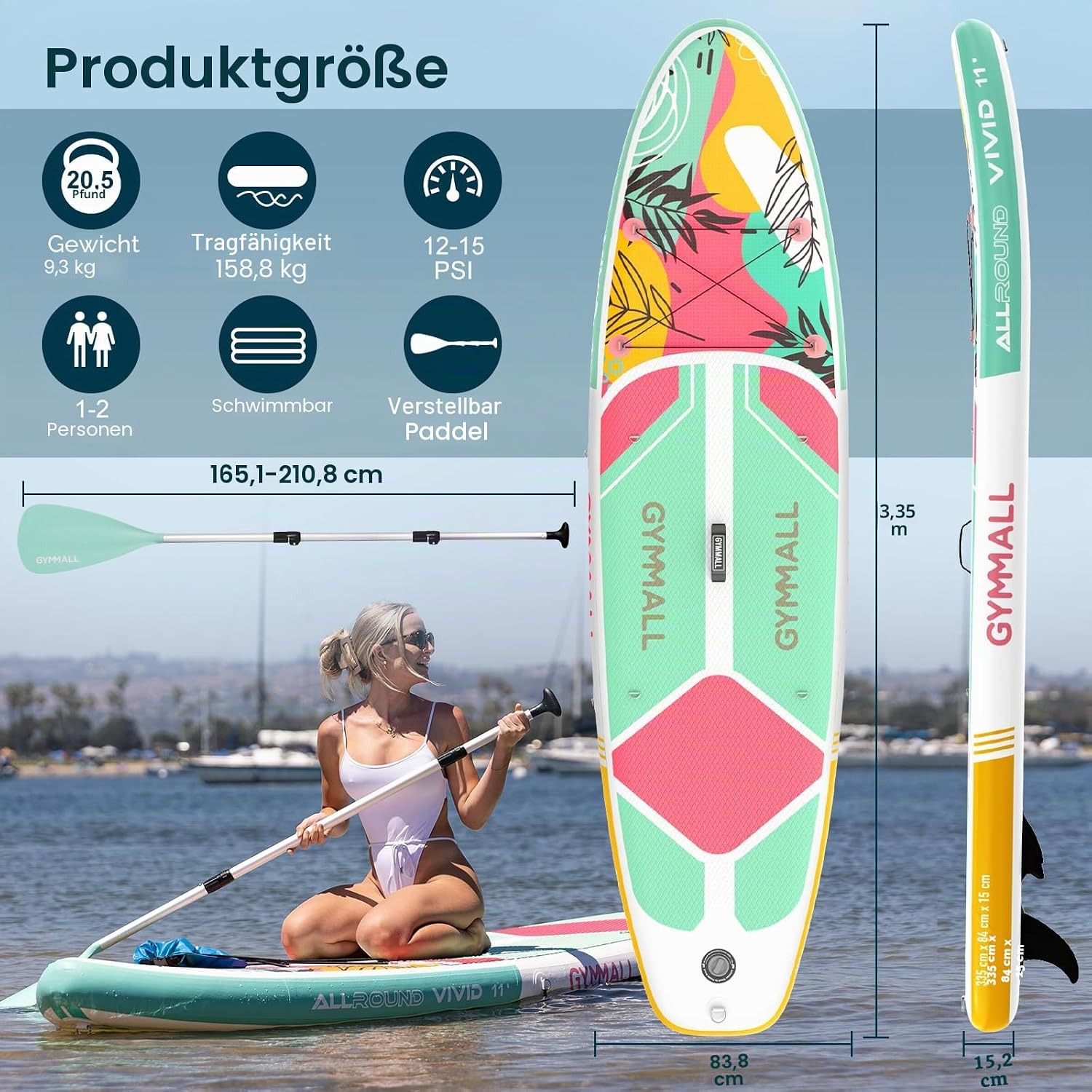 Detalle 2 de GYMMALL Stand Up Paddling Board – Aufblasbares Sup Board für Erwachsene und Jugendliche