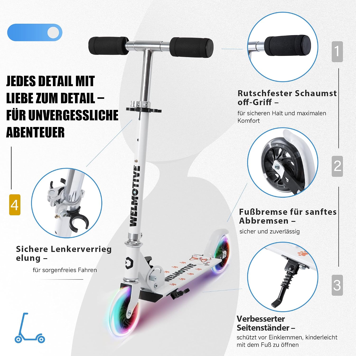 Thumbnail 4 de Roller Kinder 2 Räder LED Klappbar