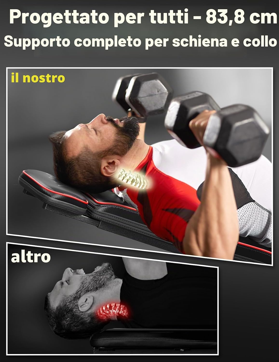 Detalle de YOLEO Panca pesi regolabile 375 kg – Schienale allungato 82 cm e pieghevole: la tua palestra domestica versatile
