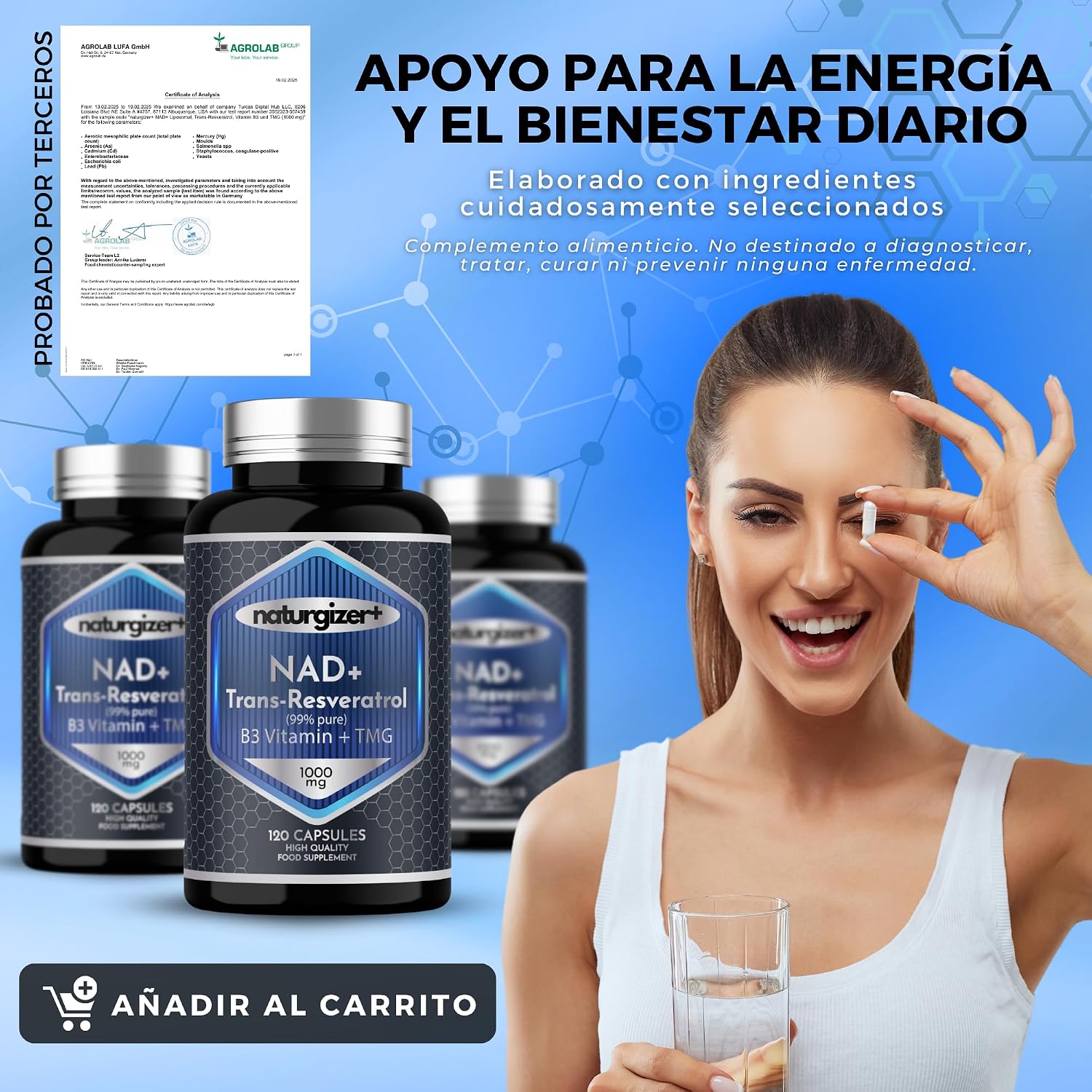 Thumbnail 2 de Naturgizer+ Advanced Complex 4+1 con NAD+ y trans-resveratrol (120 cápsulas) en tecnología liposomal