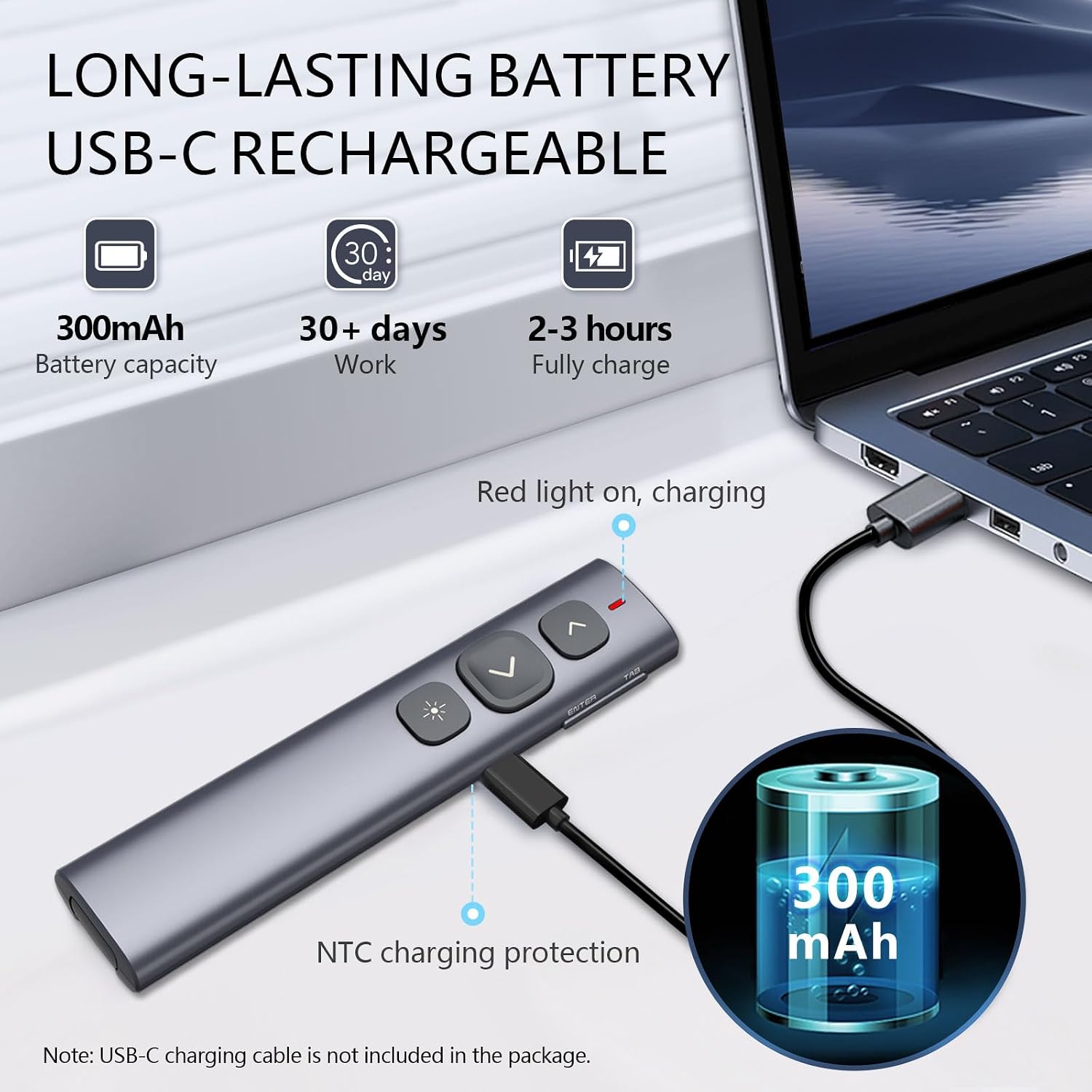Detalle de Norwii N95 Presentation Clicker with USB-A&C Receiver: Practical wireless presenter for larger rooms