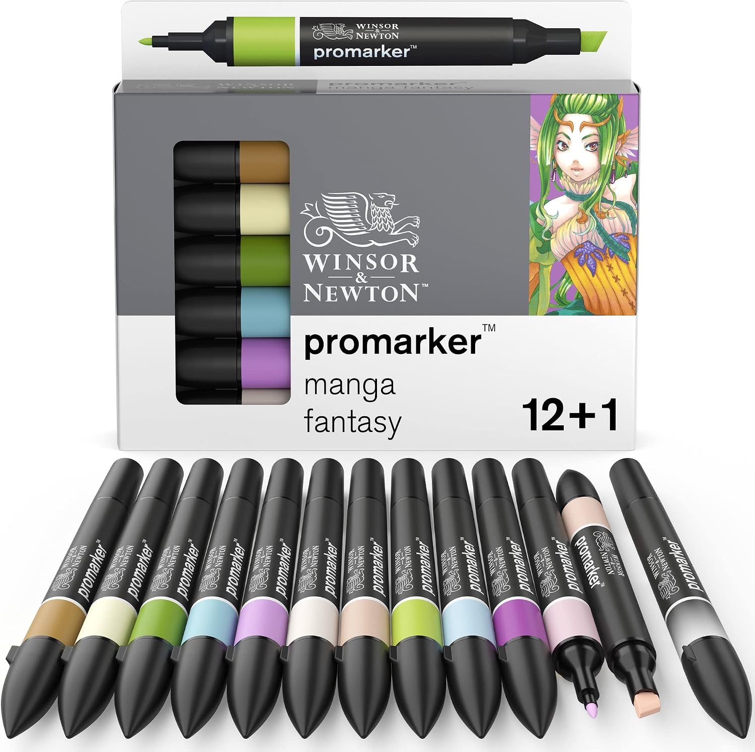 Detalle 2 de Winsor & Newton ProMarker 0290141 – Twinmarker-Set 13 Farben, feine und breite Spitze für Zeichnungen, Layouts und Manga