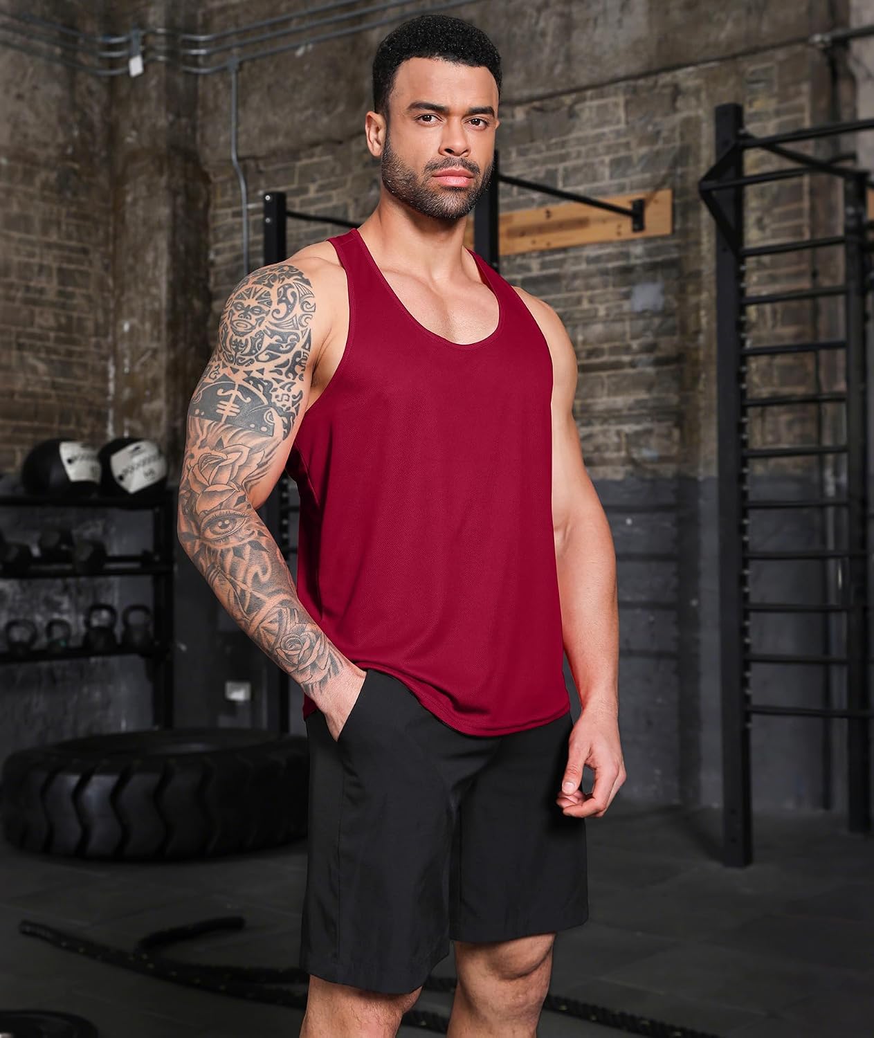 Detalle de Boyzn Men's Y-Back Dry-Fit Tank Tops (1 or 3 Pack) – Breathable Mesh Gym Vest