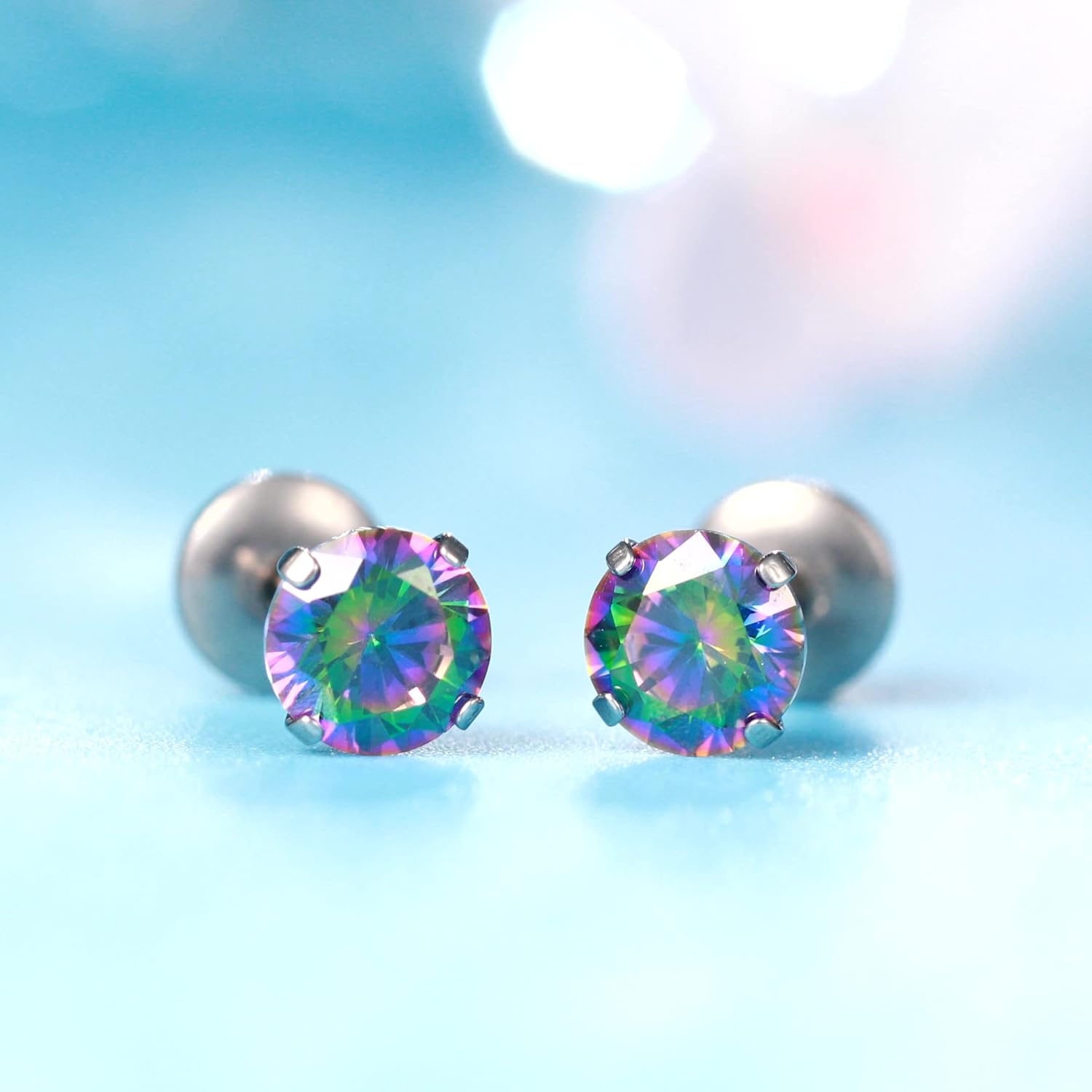 Thumbnail 6 de Limerencia Titan Ohrringe mit Schraubverschluss – 5 mm Zirkonia, hypoallergen, für empfindliche Ohren