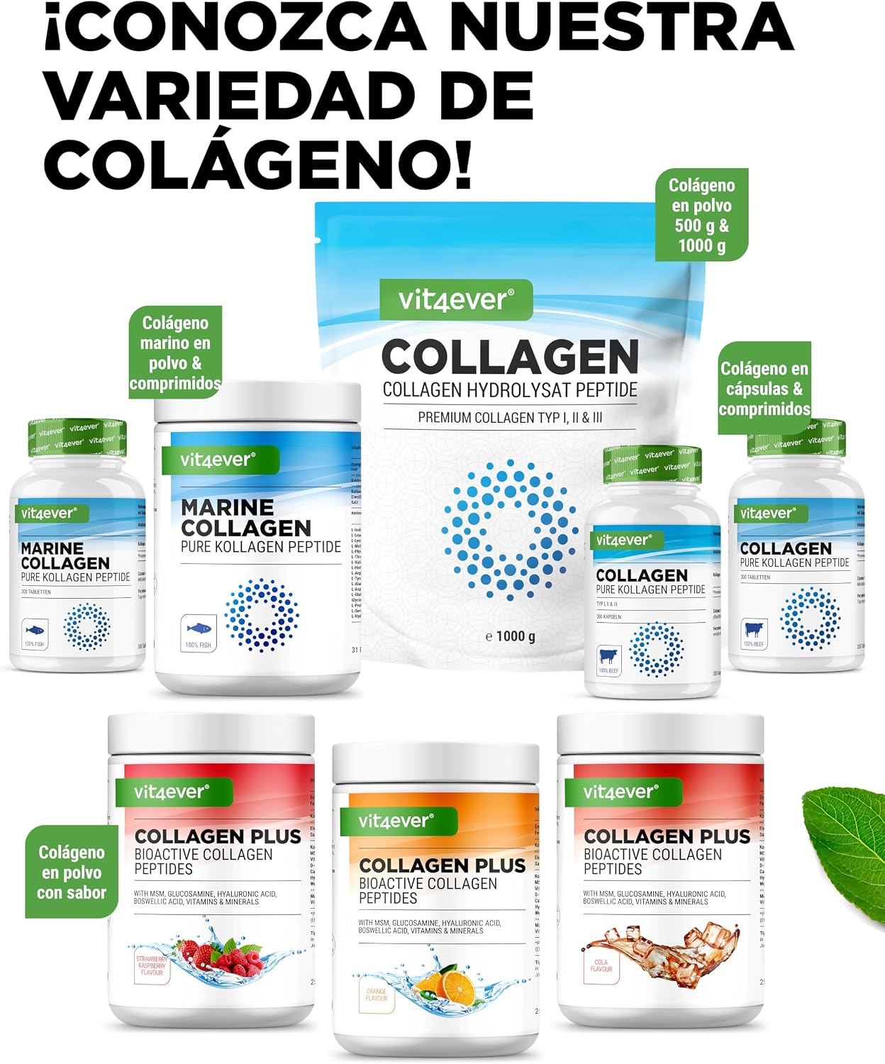 Thumbnail 4 de Colágeno 300 Cápsulas 💊 4500mg Péptidos Bioactivos Vitaminas