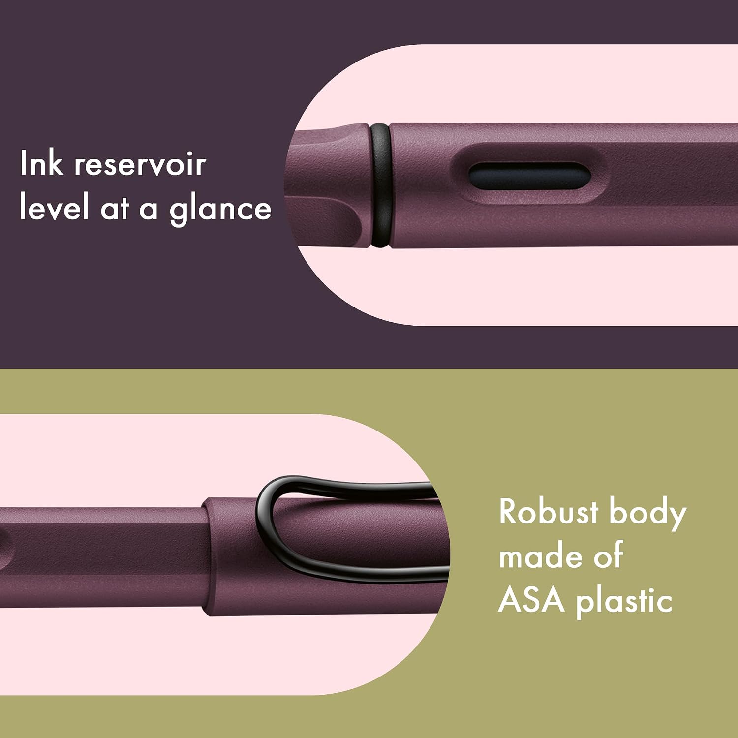 Detalle de Lamy safari 17M-MX reservoarpenna, scarlet med M-spets i polerat stål