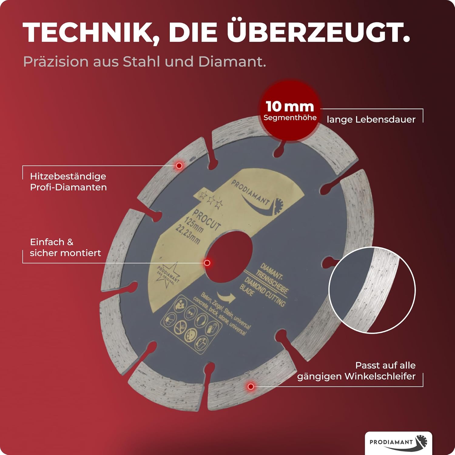 Detalle de PRODIAMANT Premium Diamanttrennscheibe 125 mm