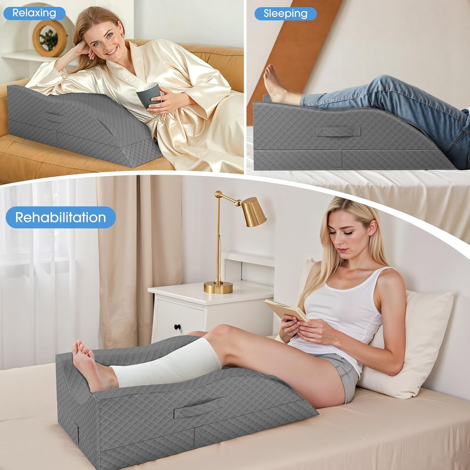 Detalle de TranquilRelax Single-Leg Elevation Pillow, Memory Foam with Adjustable Height