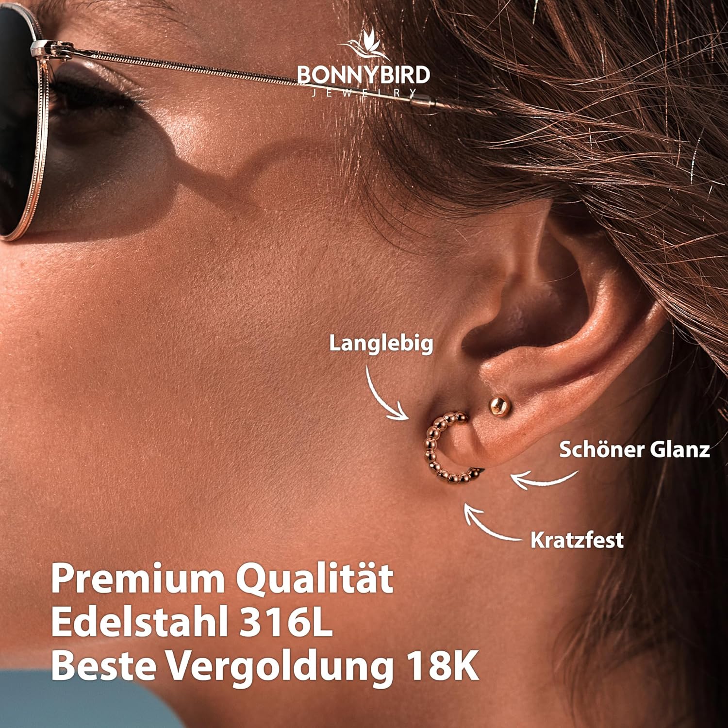 Thumbnail 1 de BONNYBIRD Creolen Rosegold 18K Vergoldet