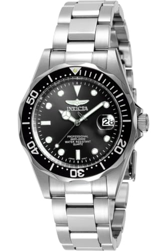Detalle de Invicta Pro Diver 37 mm in acciaio inox con movimento al quarzo – Argento/Nero