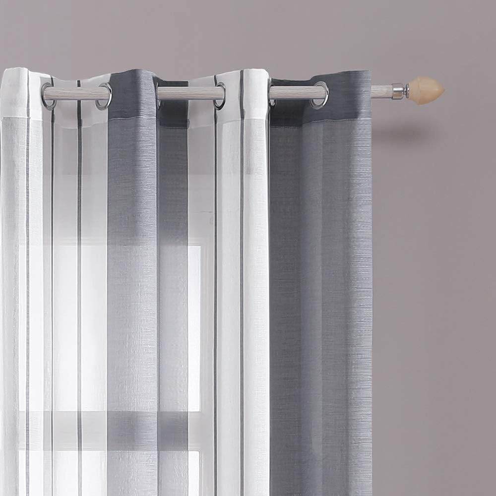 Detalle 2 de MIULEE Cortinas Modernas Rayas Blanco y Gris 🌈