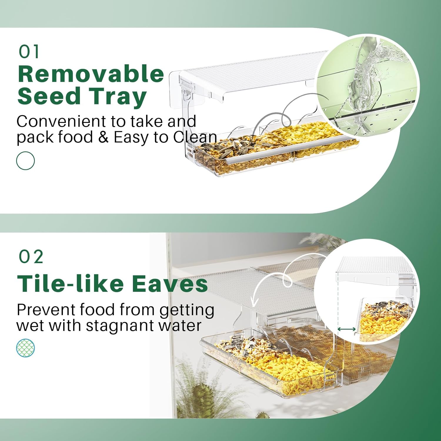 Detalle 2 de SUNALLY Window Bird Feeder, 100% Clear
