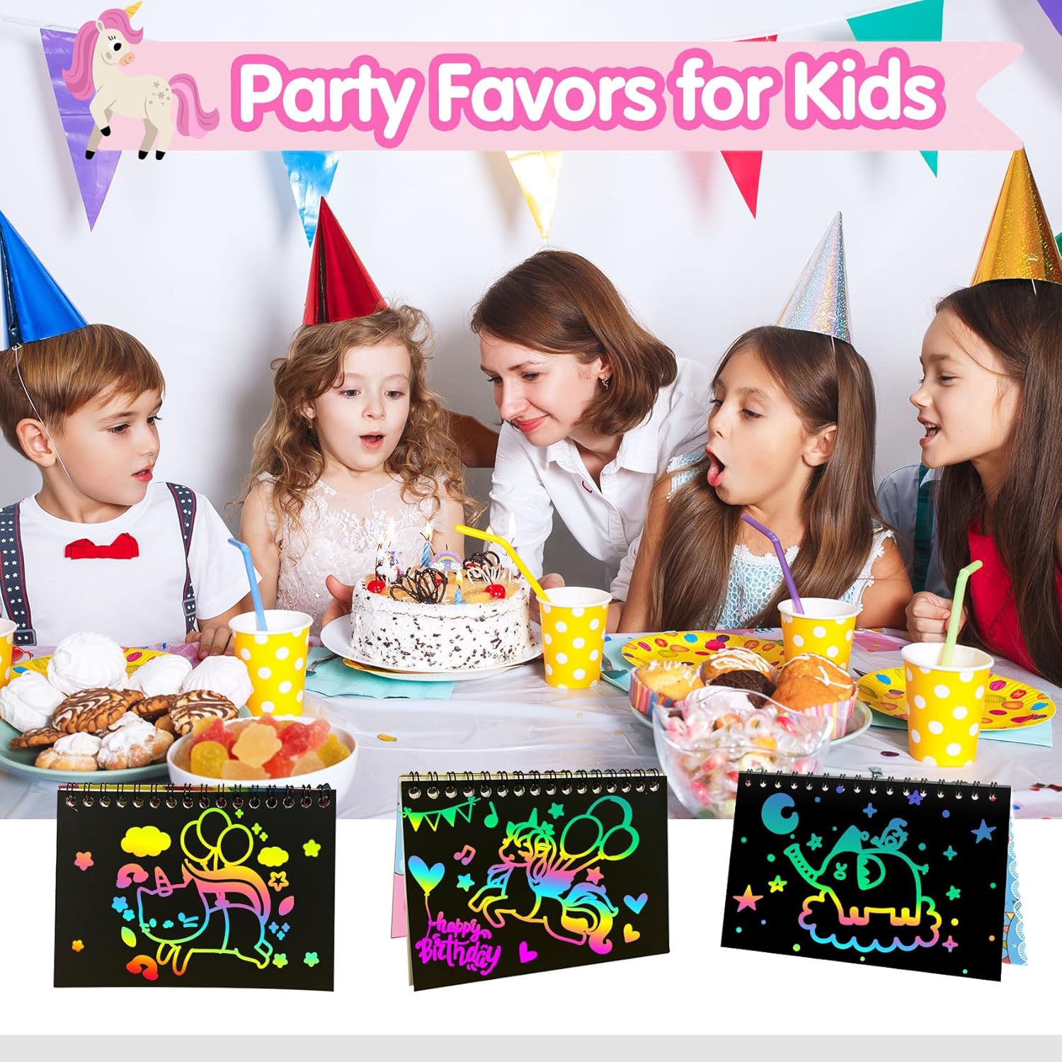 Thumbnail 1 de ZMLM Scratch Art Bambini, Set 24 Libri Regalo con Stilo in Legno e Accessori per Bomboniere