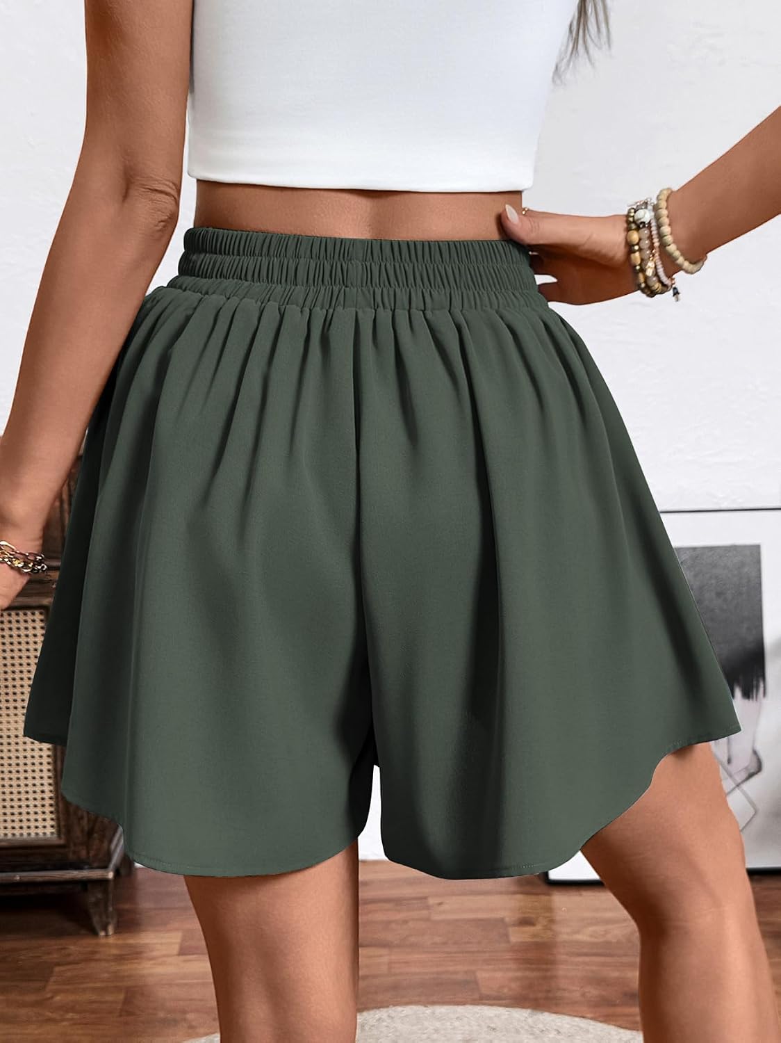 Thumbnail 2 de Adigaber Damen Shorts Weites Bein Kordelzug – Locker sitzende Culottes mit Taschen