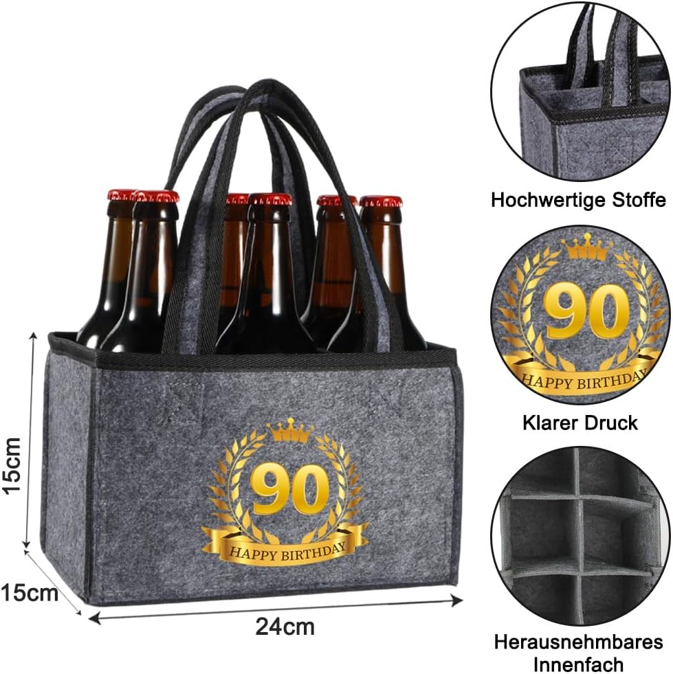 Detalle de Anicy 90th Birthday Gifts Bottle Carrier – 6-Bottle Bag in Grey (UK)