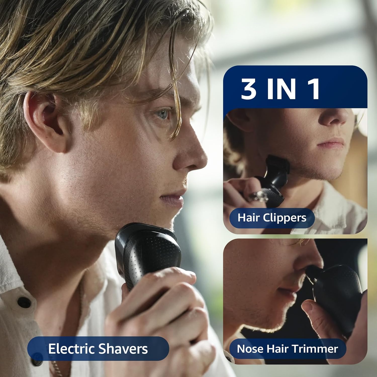 Detalle de Rechargeable Electric Razor for Men: 3-in-1 Shaver with IPX7 Waterproof and USB Charging