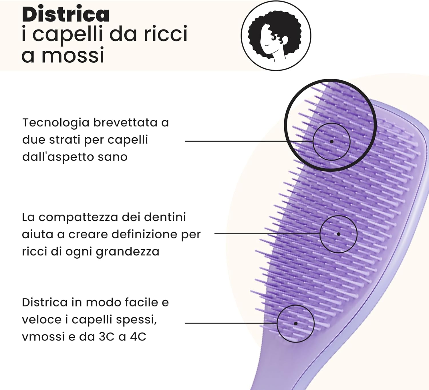 Detalle 2 de Tangle Teezer Ultimate Detangler per Ricci 3C‑4C 🎀
