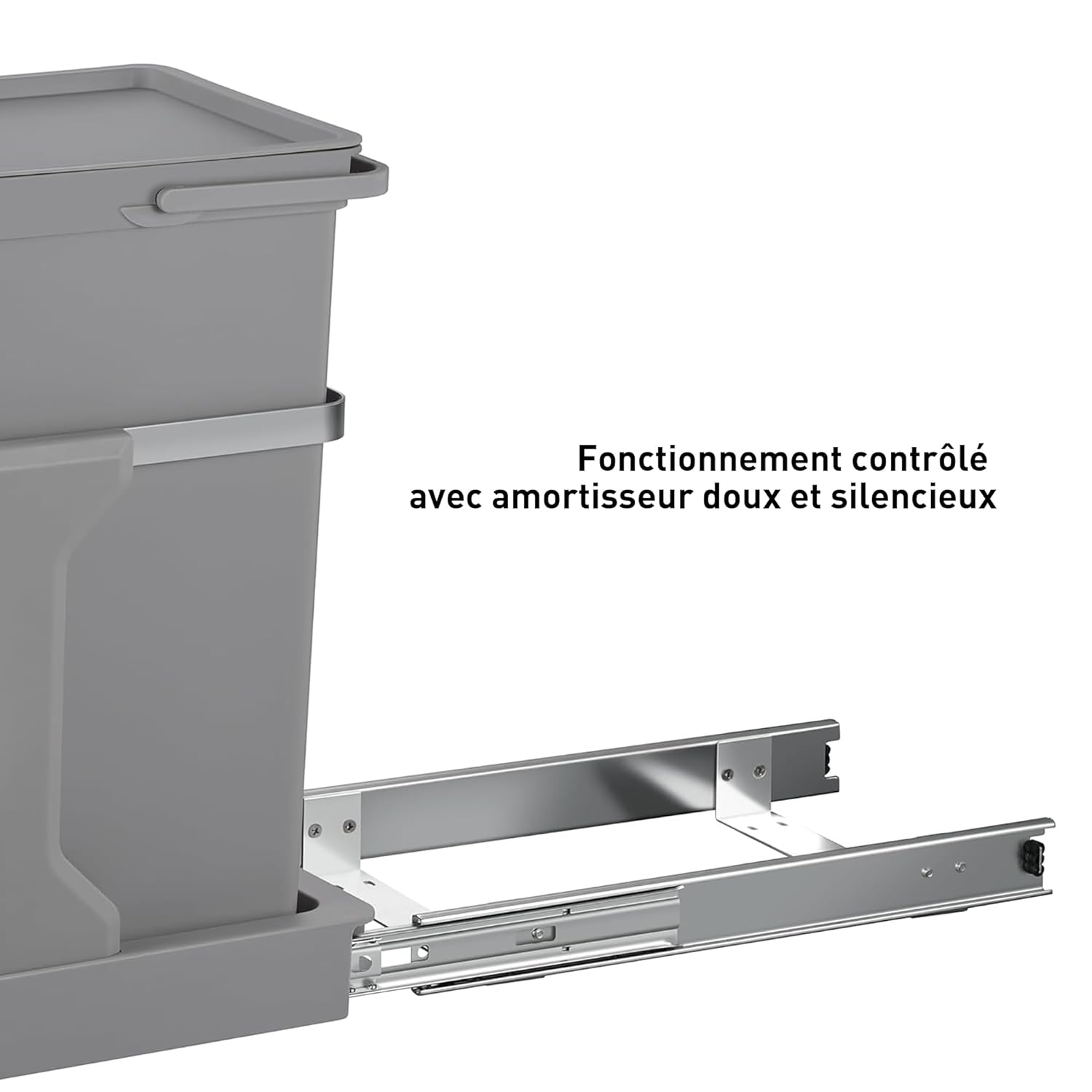 Detalle 2 de EKO Poubelle Cuisine Double Tri 2 Compartiments 20L + 15L Extractible sous Évier avec Rails Coulissants