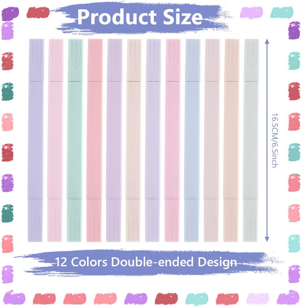 Thumbnail 1 de Vicloon Surligneurs Pastel double pointe (12 pcs) – couleurs douces pour l’école et le bureau