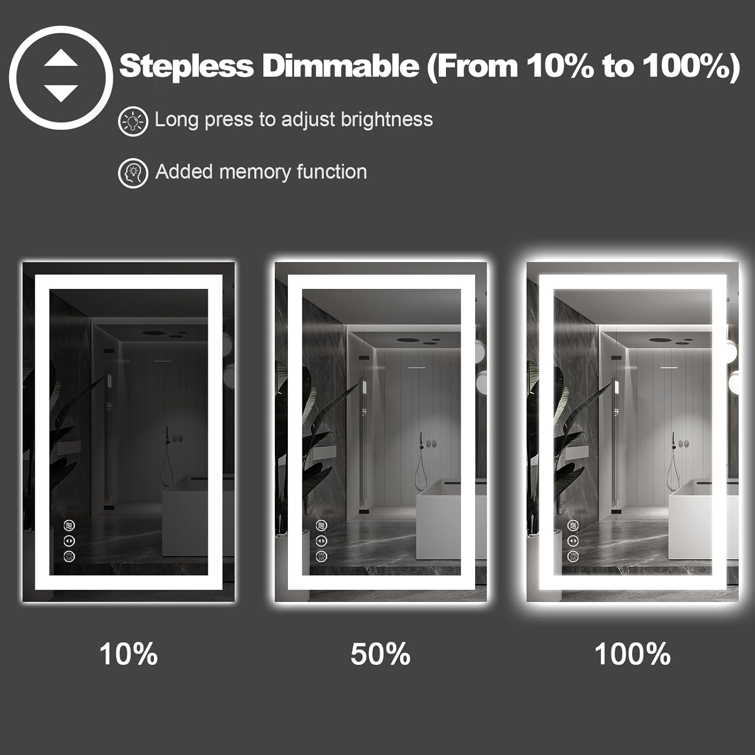 Thumbnail 2 de Amorho LED Bathroom Mirror 24" x 30" with Front & Back Lighting