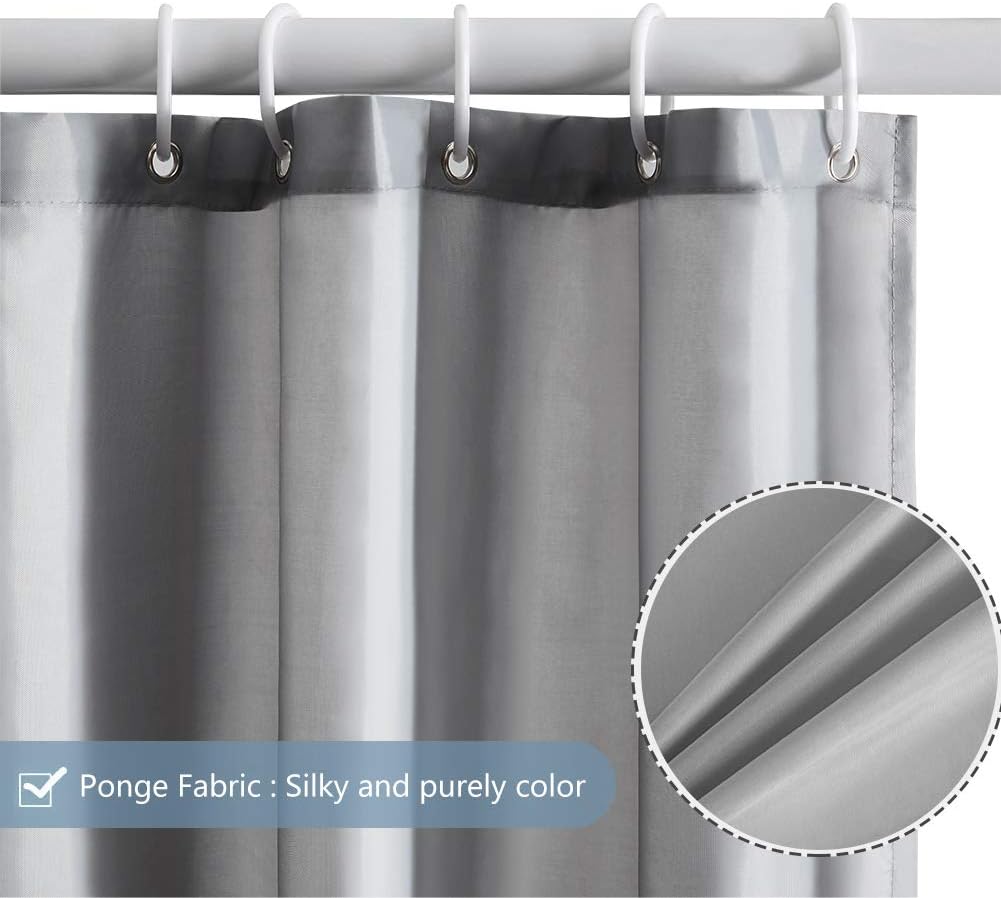Thumbnail 2 de Furlinic 180x180 Duschvorhang Anti-Schimmel aus Textil mit 12 Duschvorhangringen – Grau