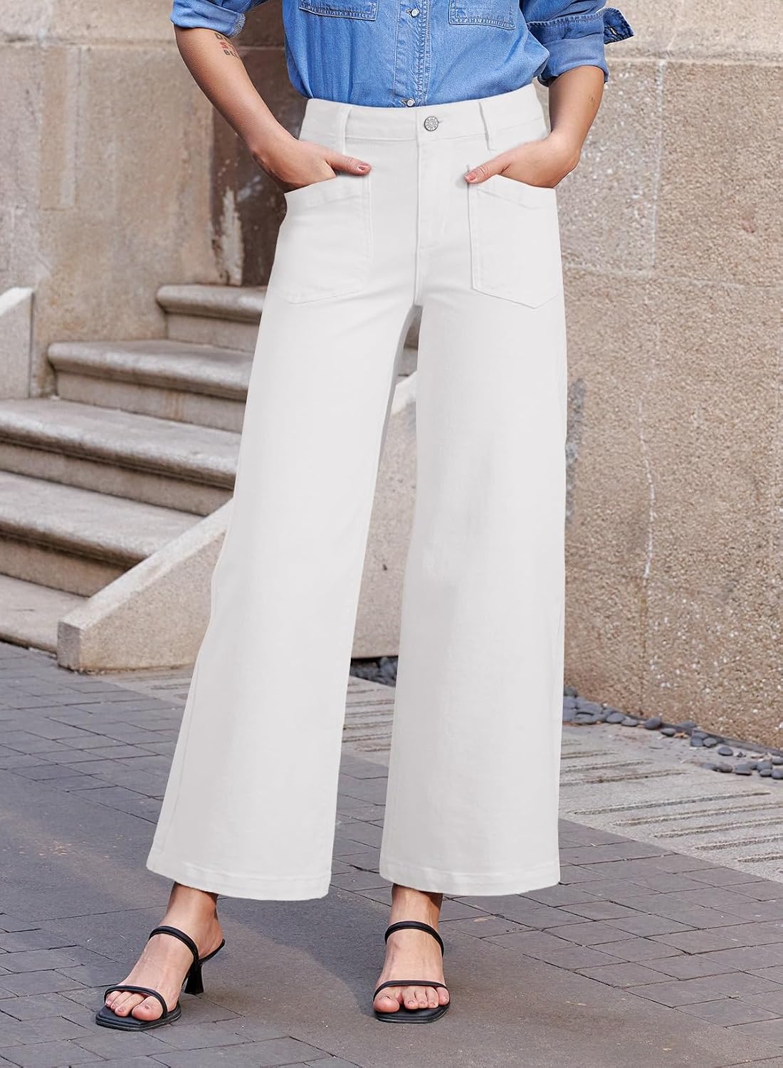 Detalle de Sidefeel Wide-Leg Jeans, Up to 28-Inch Inseam