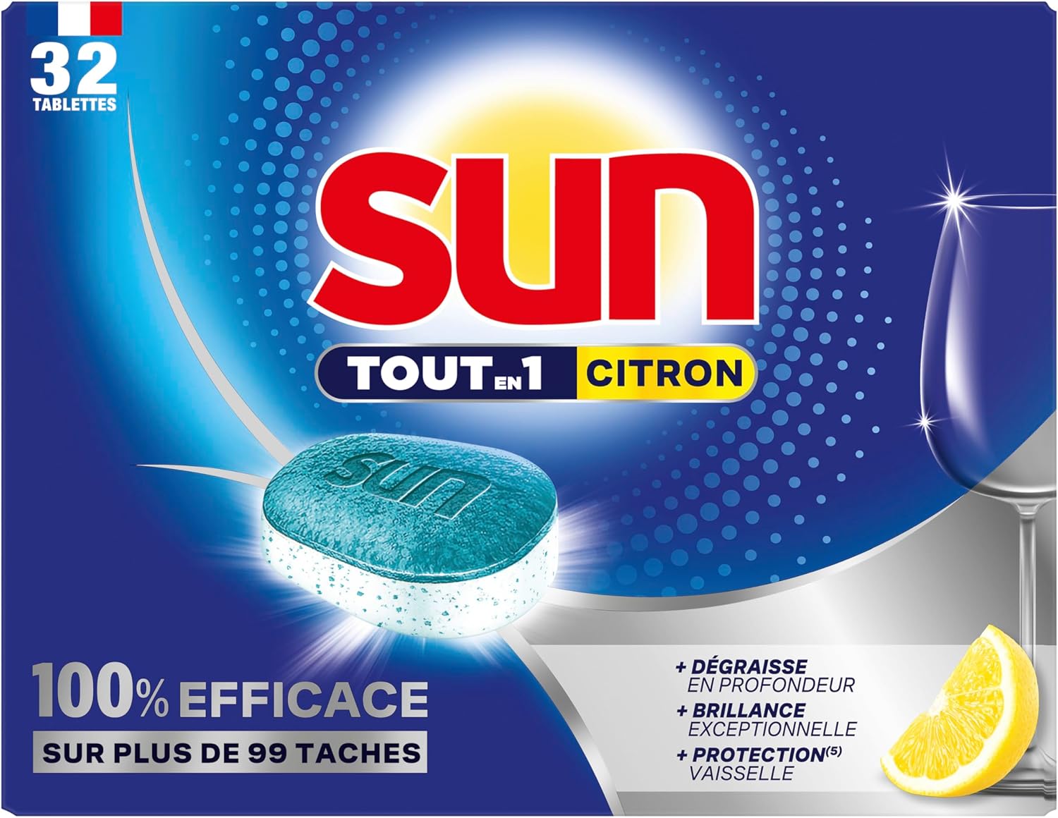 Detalle 2 de SUN Pastilles Lave-vaisselle Tout en 1 Citron – 86 tablettes