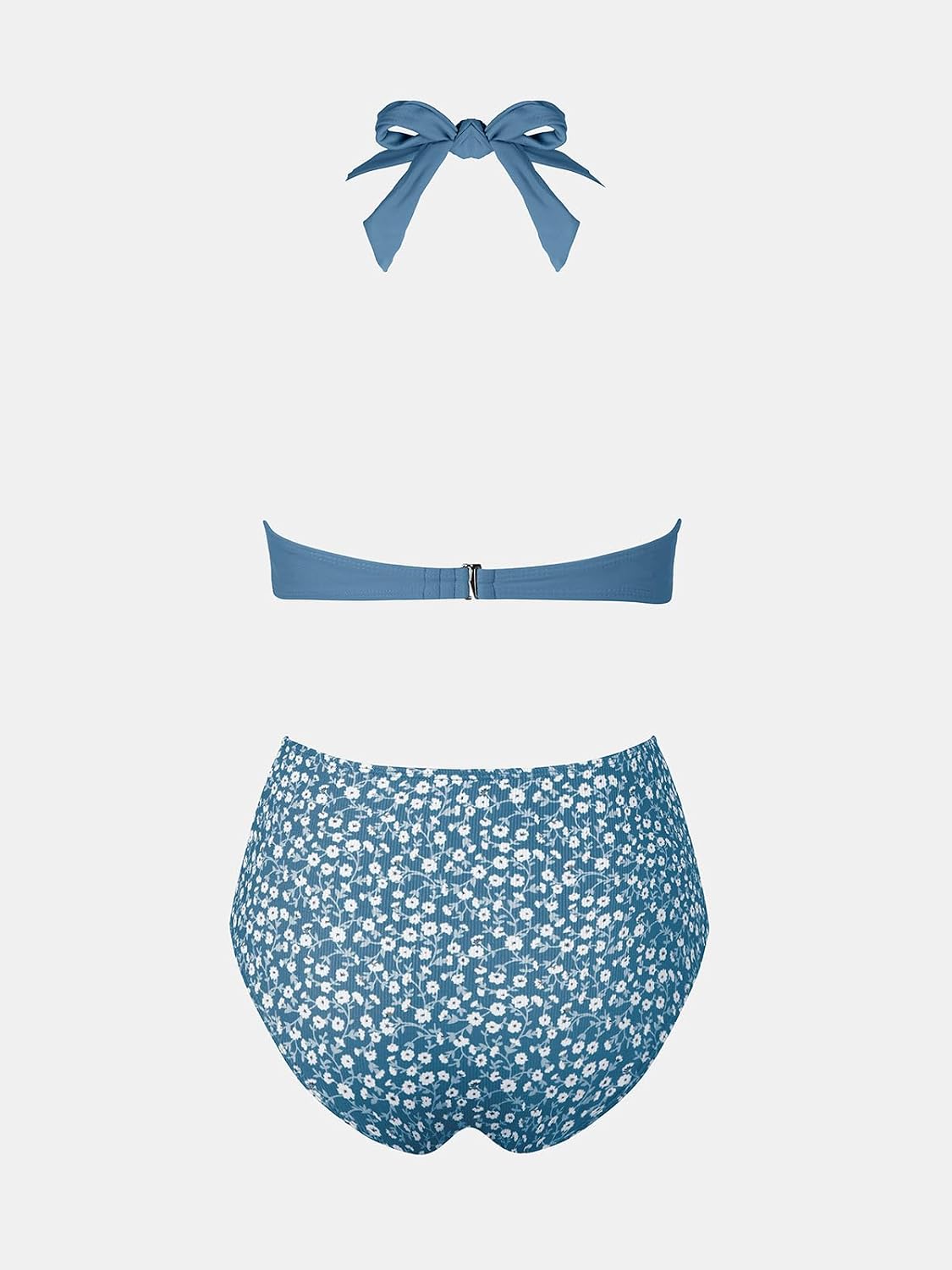 Thumbnail 6 de CUPSHE Damen Bikini Set V-Ausschnitt Neckholder Wickeloptik, High-Waist, Blumenmuster – Zweiteiliges Badeoutfit