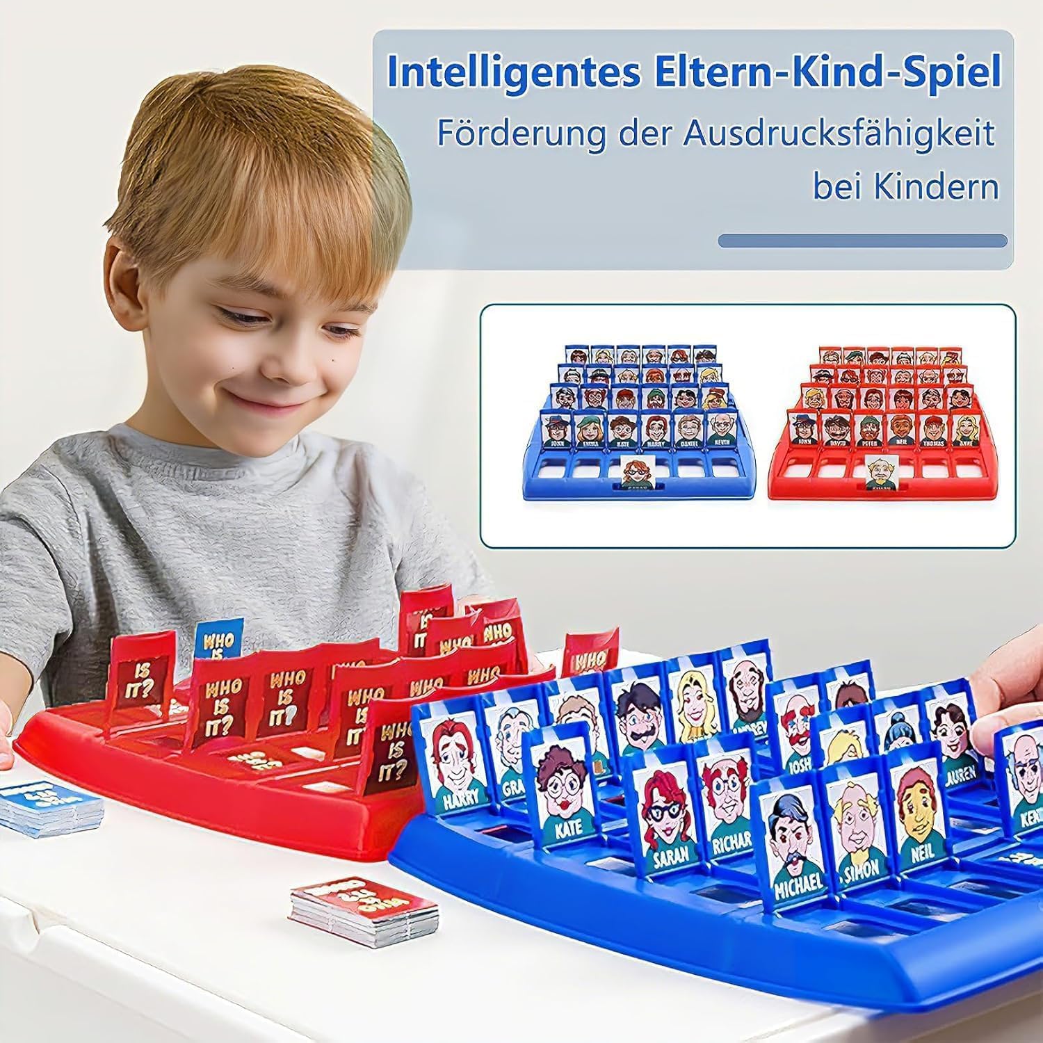 Thumbnail 5 de HOKYYCC Wer ist es Spiel „Doppelt Wer bin ich?“ – tragbare Brettspiel-Variante für Eltern-Kind-Spielrunden