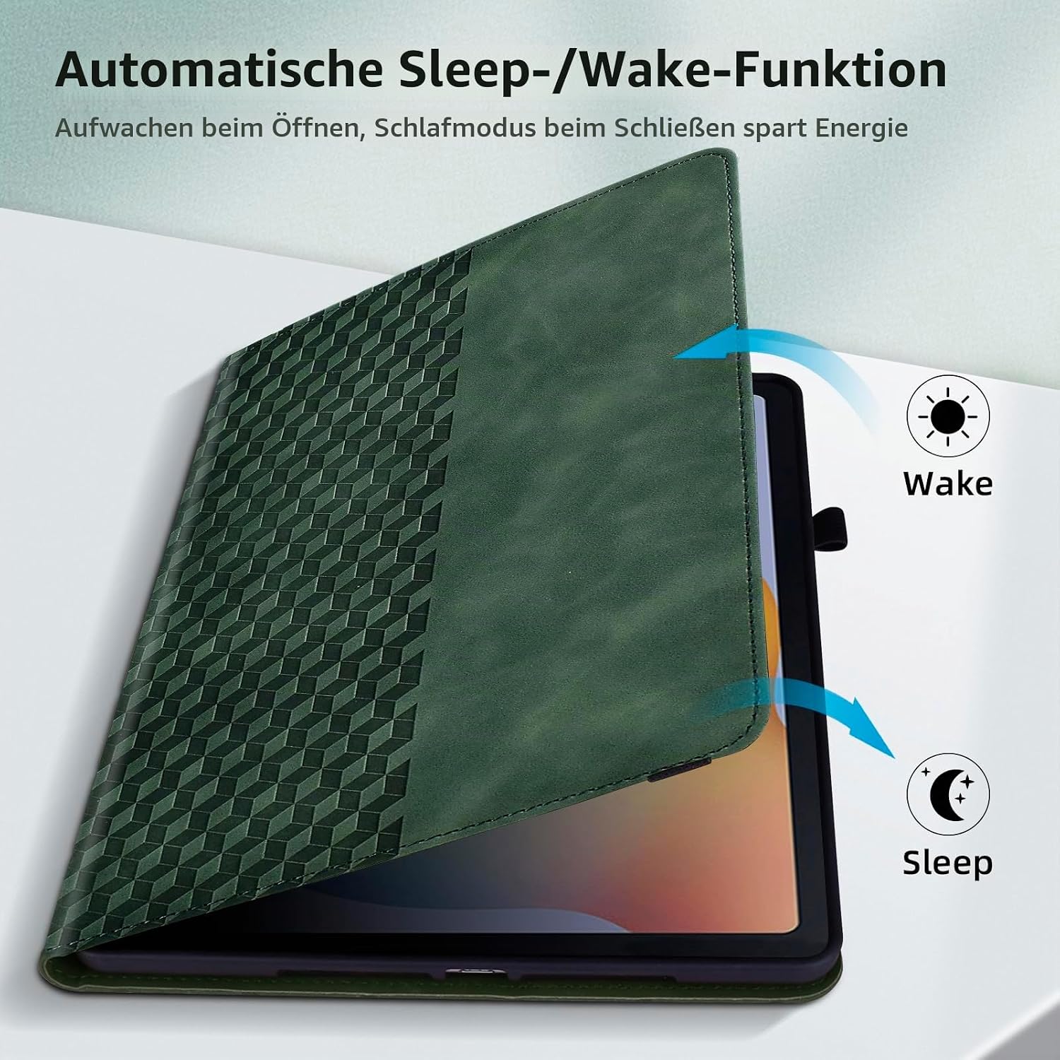 Detalle de Hülle für 7.9-Zoll iPad Mini 5/4/3/2 – Premium PU-Lederhülle mit Sleep/Awake, Stifthalter und Kartenfach (Dunkelgrün)