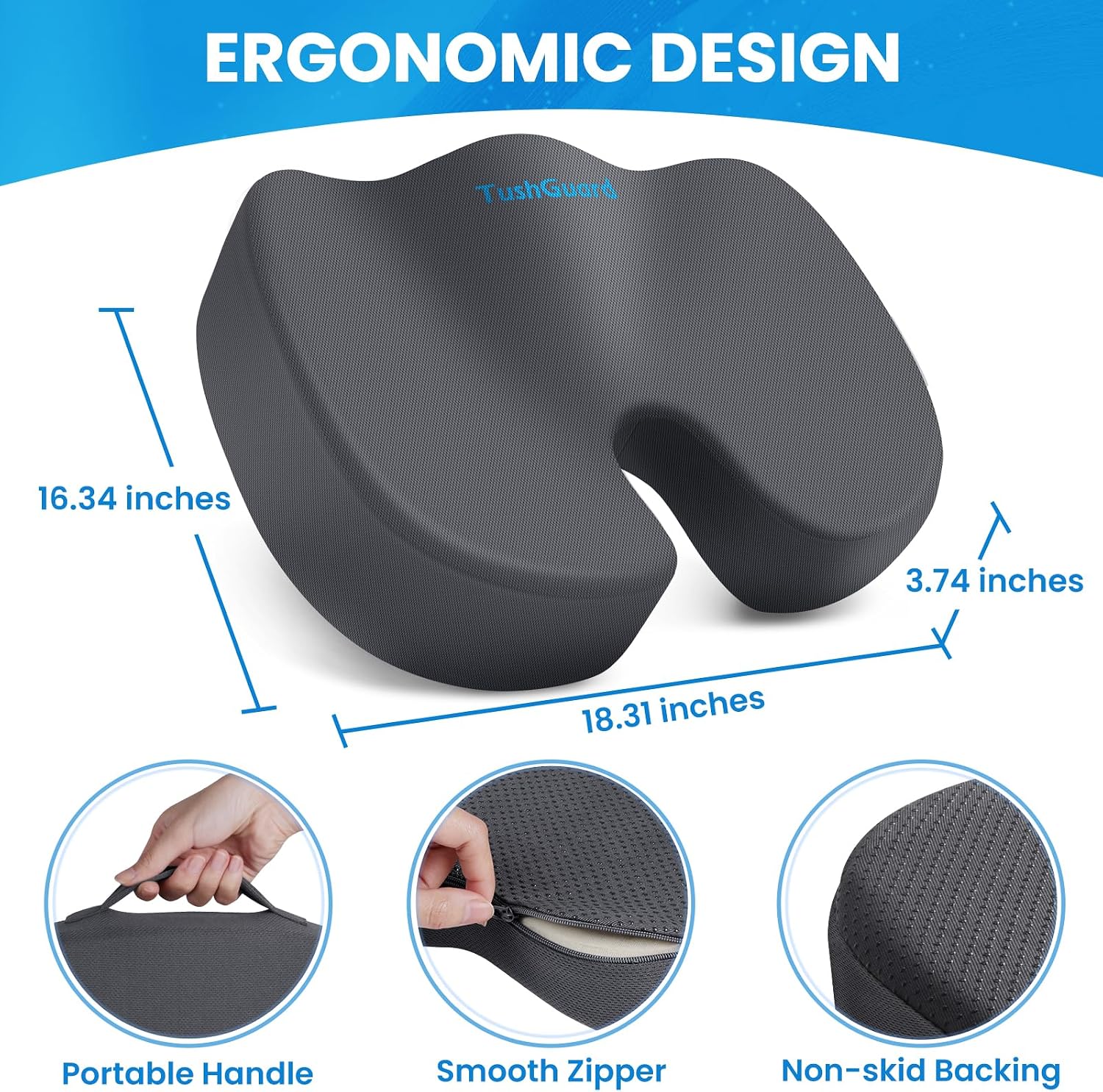 Detalle 2 de TushGuard Memory Foam Seat Cushion, XL