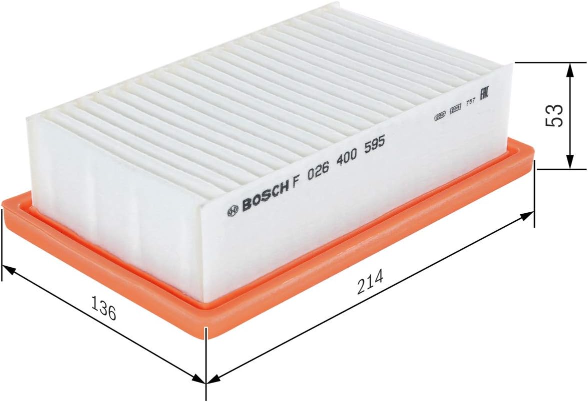 Detalle de Bosch Filtro Aria per Auto S0595 - Filtro affidabile per trattenere particelle solide e resiste all’umidità
