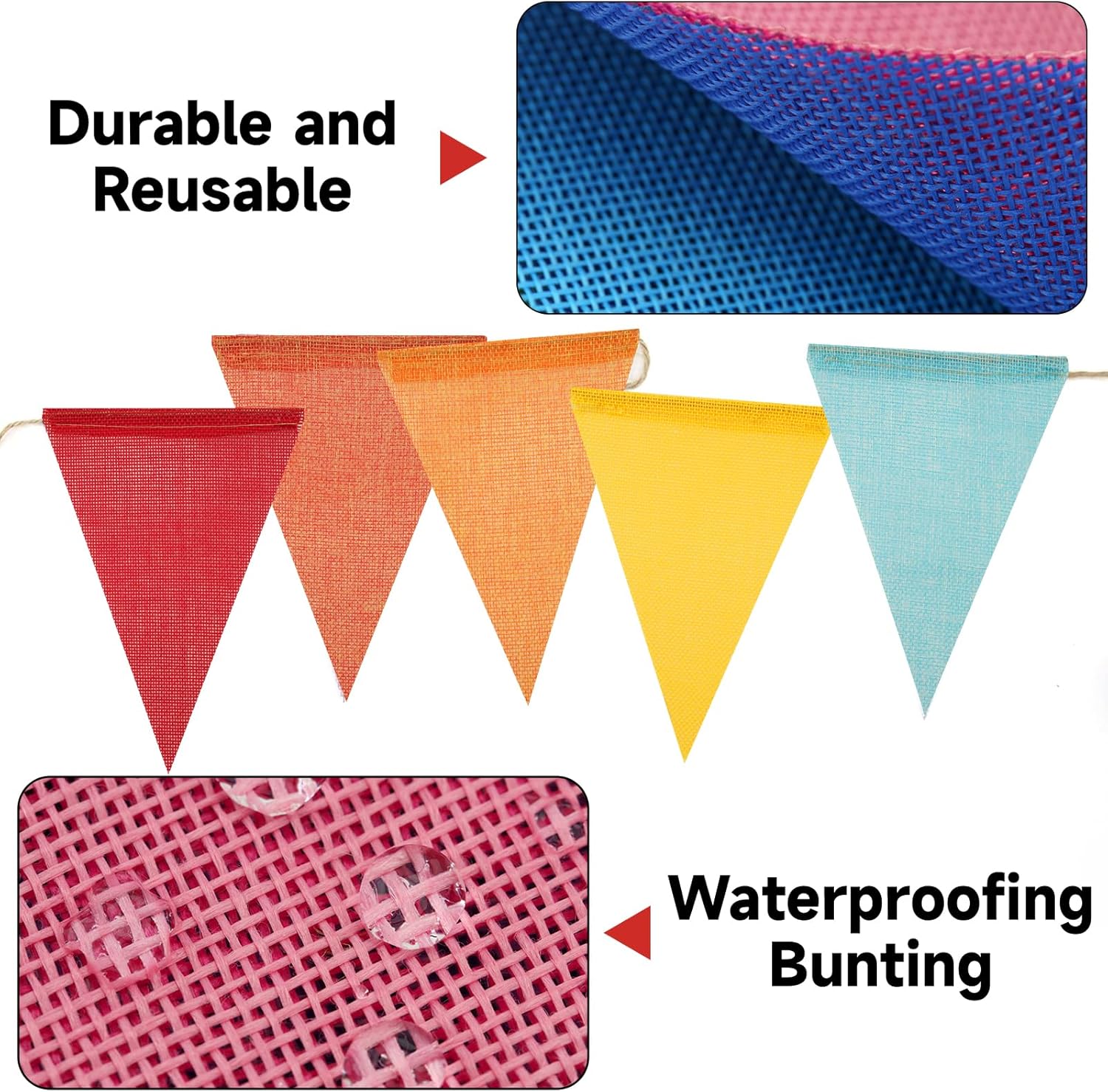 Detalle de G2PLUS 20M Rainbow Burlap Bunting