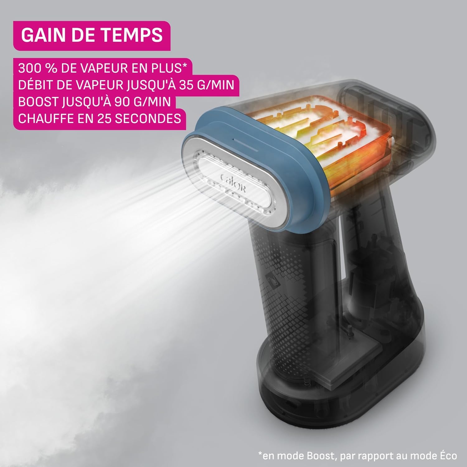 Detalle de Calor Pure Force 3en1 DT8755C0 – défroisseur à main et fer à repasser 1800W (bleu métallisé)