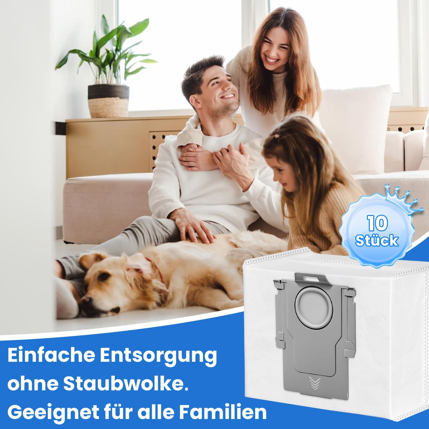 Thumbnail 6 de 10 Stück Staubbeutel für Roborock S7 Max Ultra bis Q8 Max – 3L Große Kapazität
