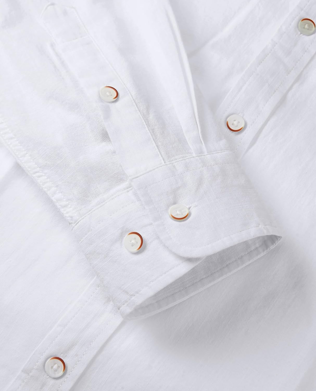 Thumbnail 4 de siliteelon Men’s Grandad Collar Long Sleeve Linen Shirt with Pocket (Regular Fit)