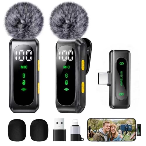 Detalle de CKOKC Mini Microfono Lavalier wireless per iPhone, Android e PC – condensatore da collo con riduzione del rumore