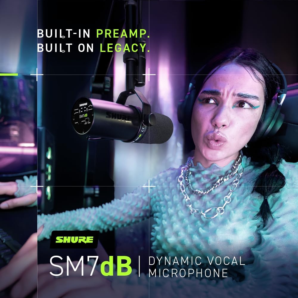 Thumbnail 6 de Shure SM7dB Dynamic Vocal Microphone with Built-in Preamp (XLR, Black) for Streaming, Podcasting, and Recording