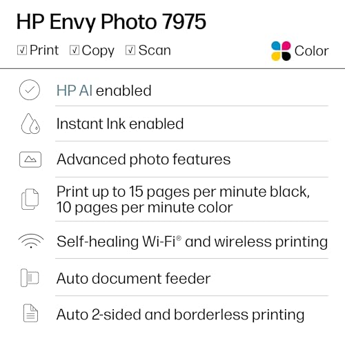 Thumbnail 1 de HP Envy Photo 7975 Wireless Color Inkjet Photo Printer (B63K3A)