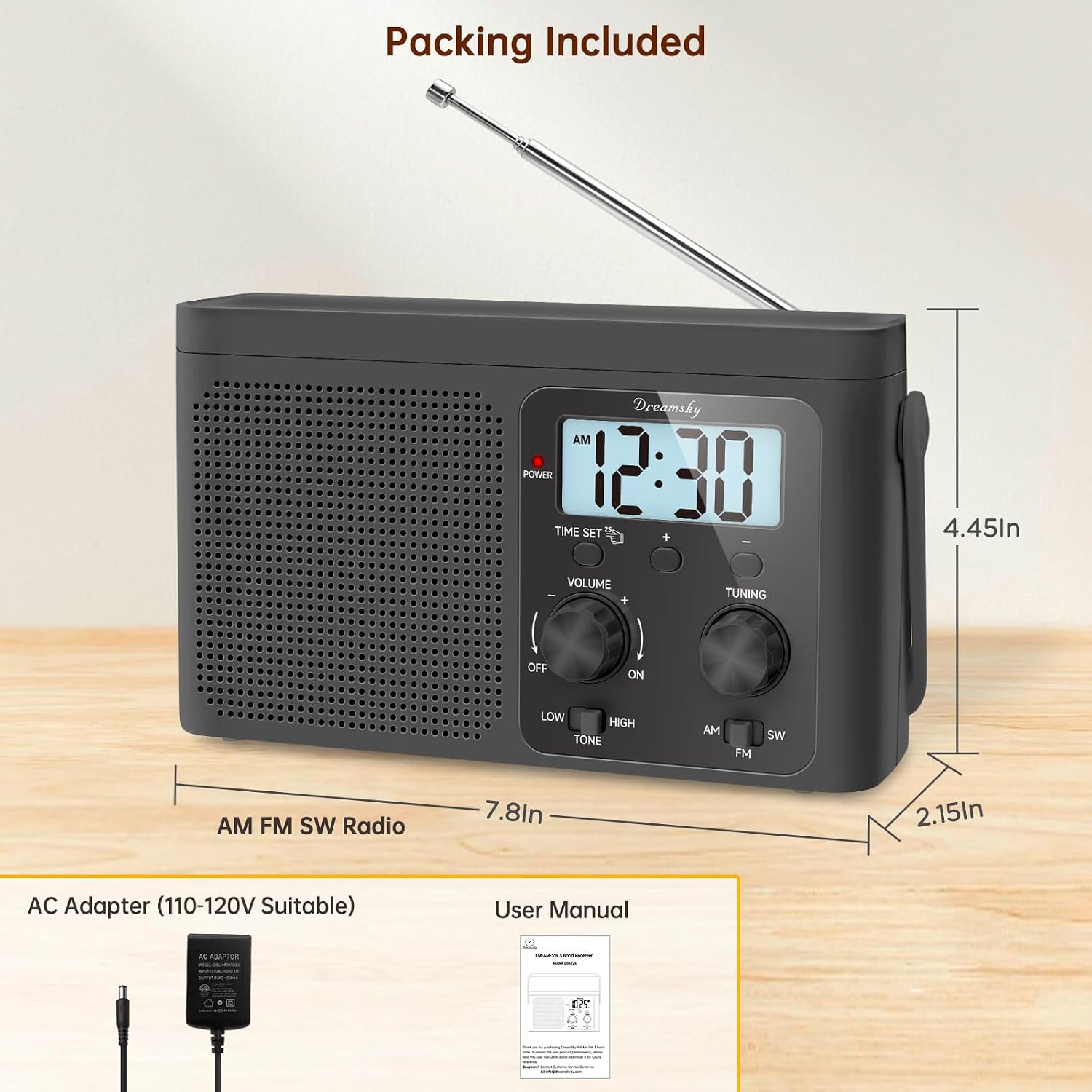 Thumbnail 5 de DreamSky d233dbf9-b61c-49b8-9f45-85951a54dca0 Portable AM/FM/SW Radio with LCD Clock