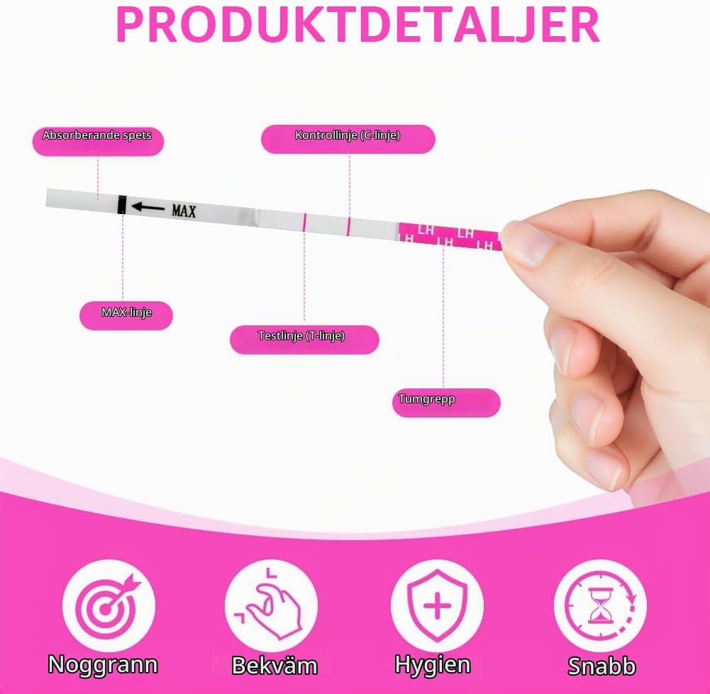 Detalle de Beugo ägglossningstestremsor, 25-pack med urinkoppar, 25 mIU/ml
