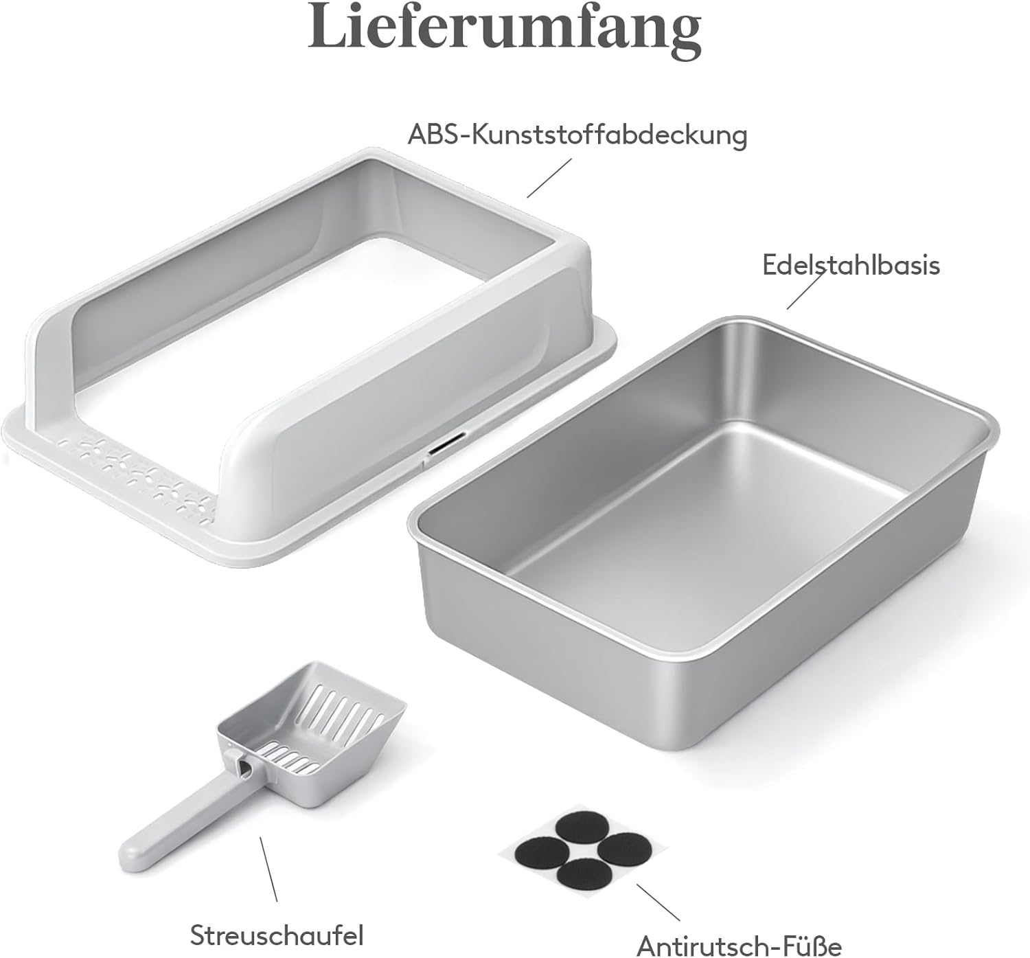 Thumbnail 6 de Lifewit Katzenklo Edelstahl XXL (58×38×26 cm) mit hoher Kante, offen ohne Deckel und Schaufel