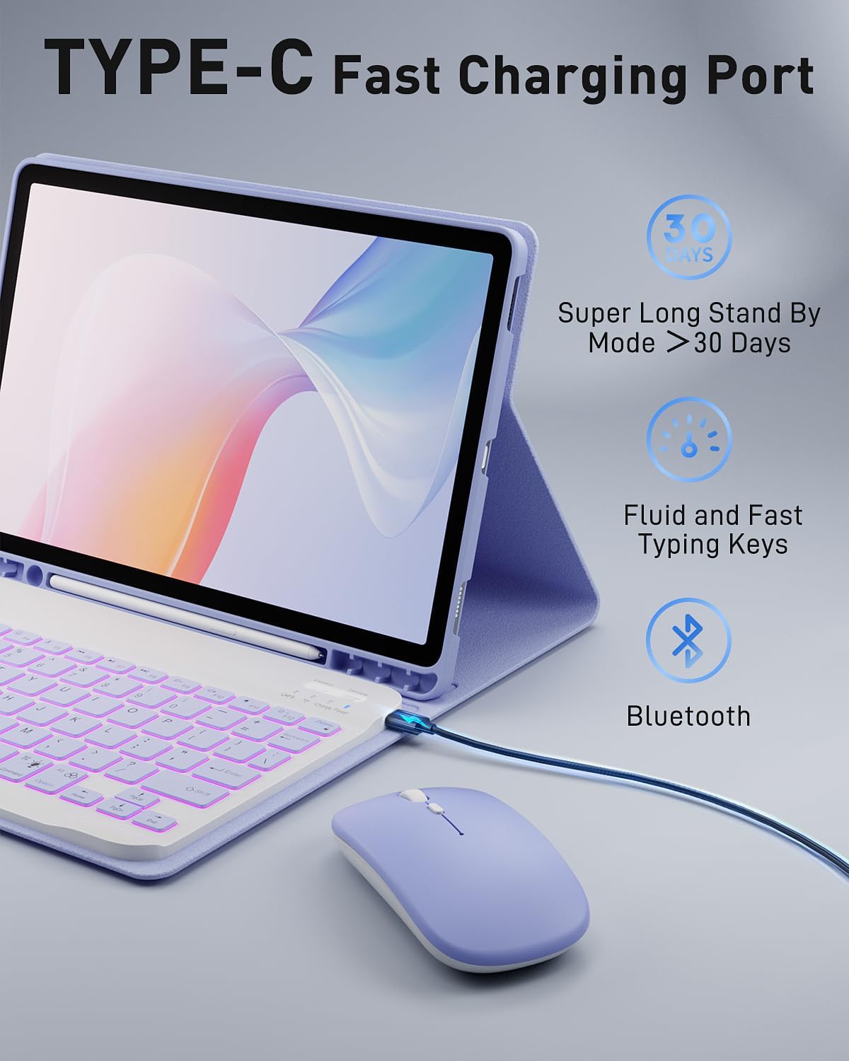 Detalle 1 de TUNKARMOR iPad Air 11-inch/ 5th/ 4th Keyboard Case, Backlit and Magnetic