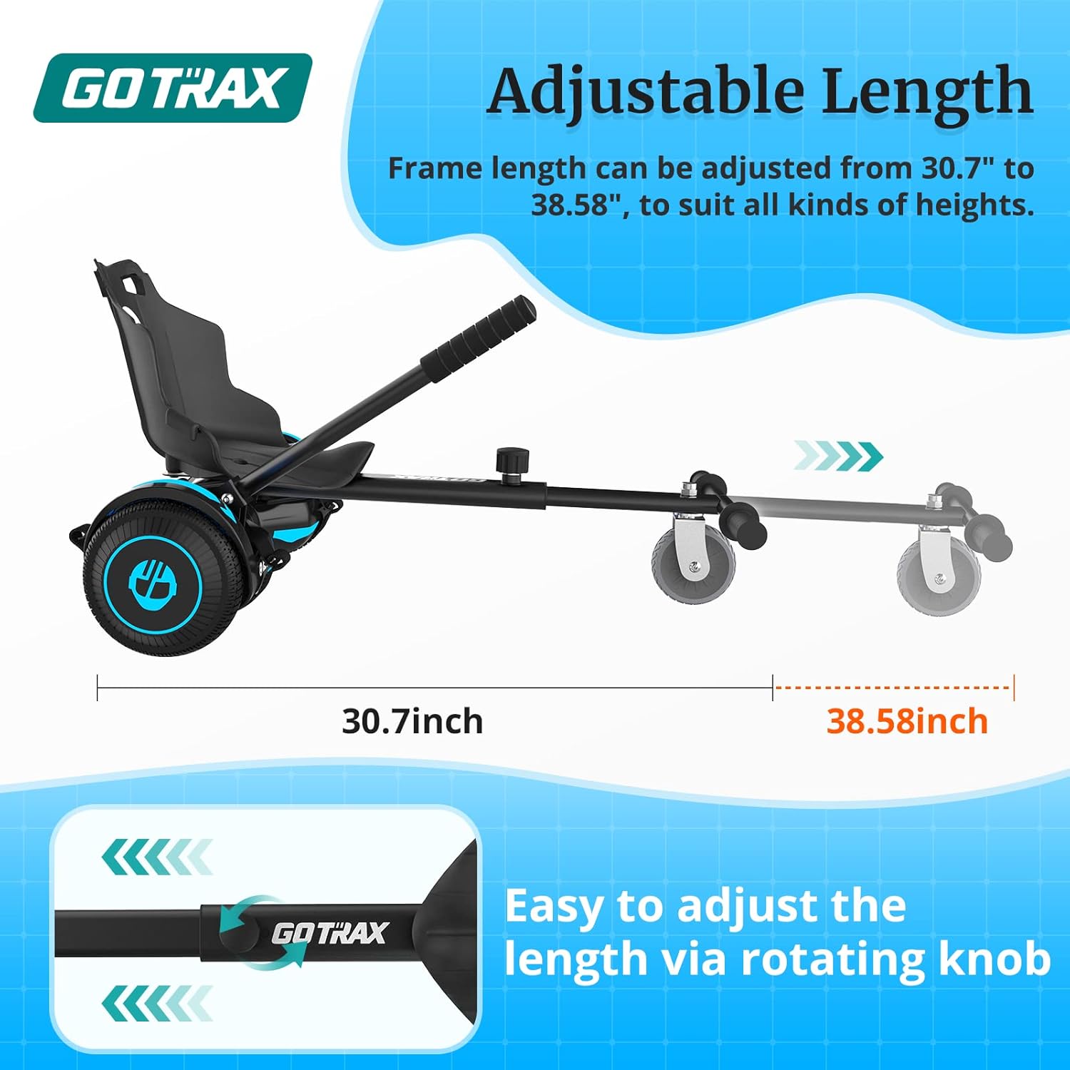 Thumbnail 2 de Gotrax HoverflyKart Go-Kart Attachment for 6.5" to 10" Hoverboards