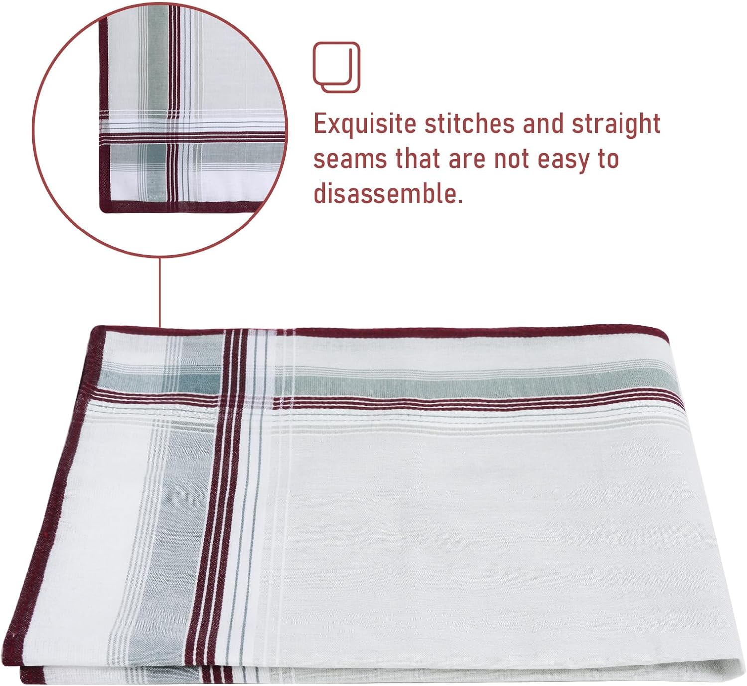 Thumbnail 2 de Aomig Fazzoletti Uomo in cotone a quadri, 12 pezzi (40×40 cm) – 6 colori